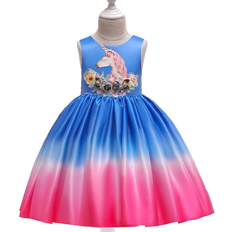 

Flower Unicorn Princess Dress Color Stitching Sleeveless Princess Dress Halloween Dresses For Girl Kids Party Dresses For Girls