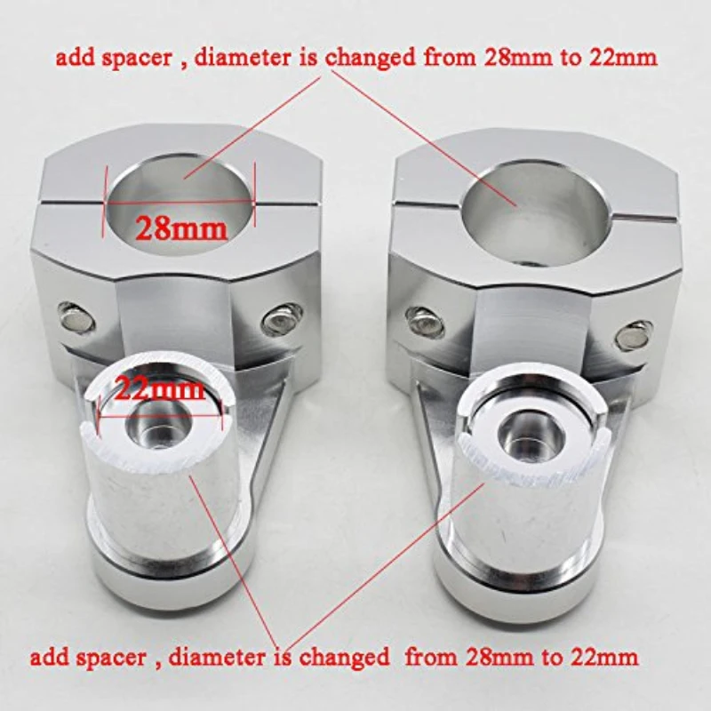 2 PCS Silver Aluminum 7/8" 22 mm Motorcycle Handle Bar Handle Fat Bar Mount Clamps Riser