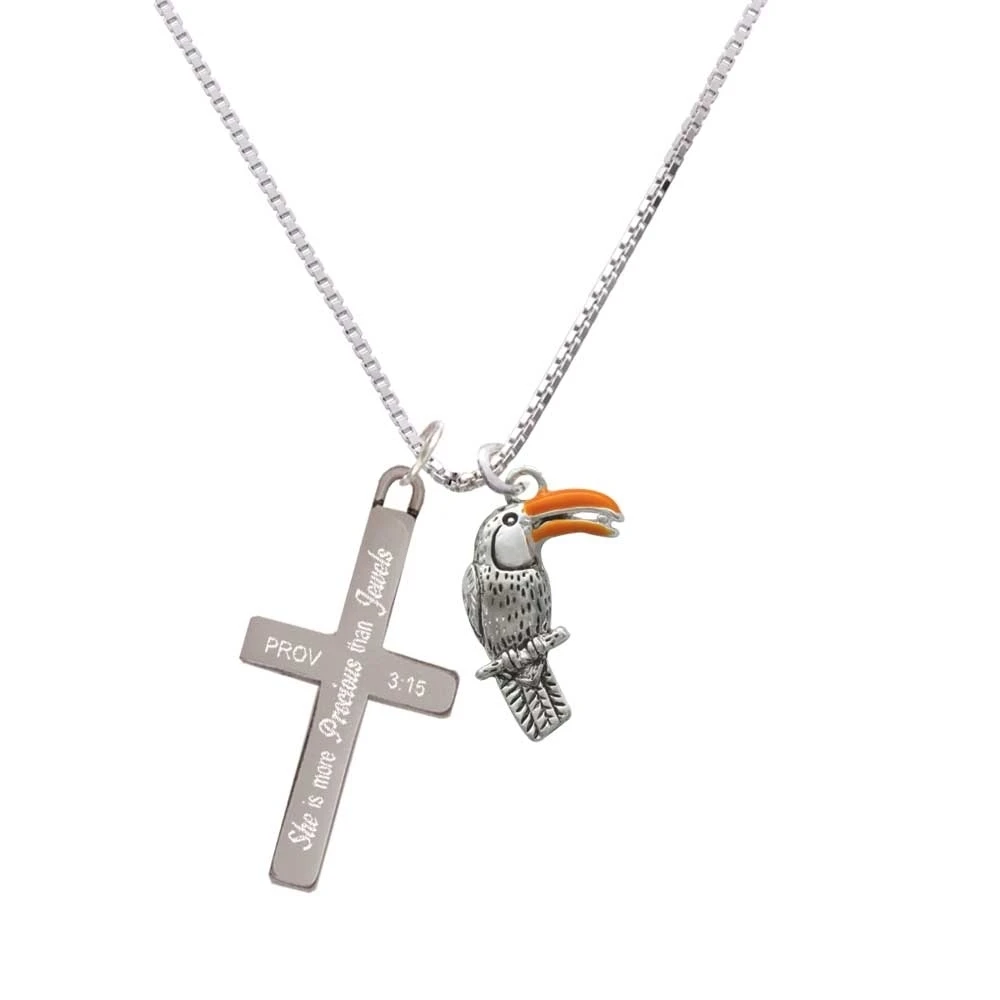 Toucan - She is More Precious - Cross Necklace