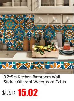 1pc 20x500cm Vintage DIY Tile Stickers PVC Bathroom Kitchen Waterproof Wall Sticker Home Decor Self Adhesive New Cabinets Decals