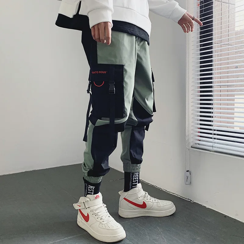 

2019 Men's Streetwear Joggers Pants Hip Hop Patchwork Design Jogger Pant Men Casual Harajuku Cargo Trousers Sweatpants