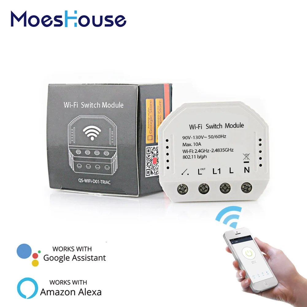 

Wifi Smart Light Switch Diy Breaker Module 90V-130V Smart Life/Tuya APP Remote Control,Works with Alexa Echo Google Home 2 Way