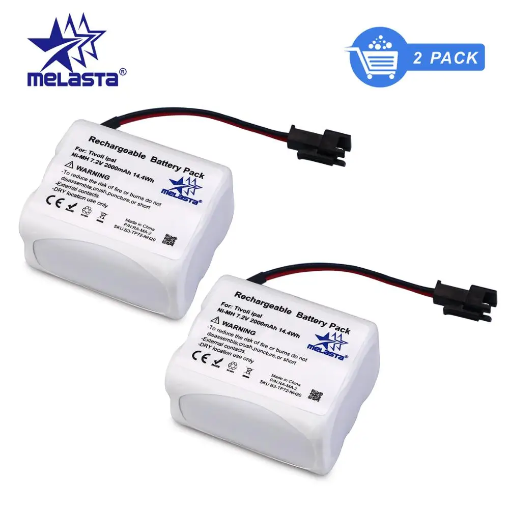 MELASTA 2 шт 7,2 V 2000mAh NiMH аккумулятор для радио для Tivoli PAL/iPAL радио(MA-1, MA-2, MA-3 совместимый