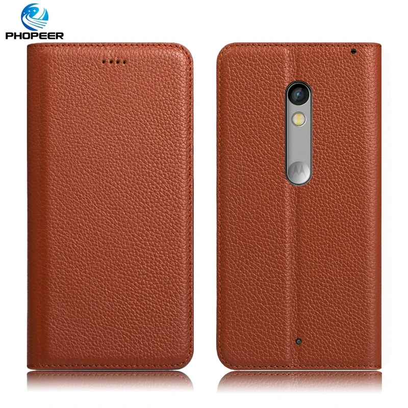 Оригинальный PHOPEER Роскошные Винтаж Подлинная Кожаный чехол для Motorola Moto X Play