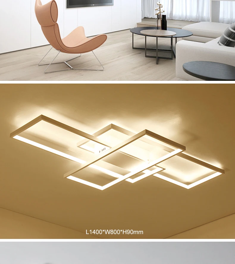 NEO Gleam Rectangle Aluminum Modern Led ceiling lights for living room bedroom AC85-265V White/Black Ceiling Lamp Fixtures