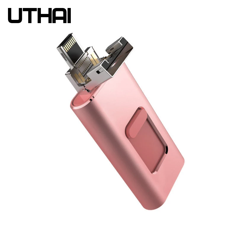 

UTHAI C17 USB lIghtning Flash Drive 4 in 1 Type-c/Lightning/Micro USB/USB 2.0 For iPhone 8 XR Metal 64GB 32GB 128GB Pen Drive