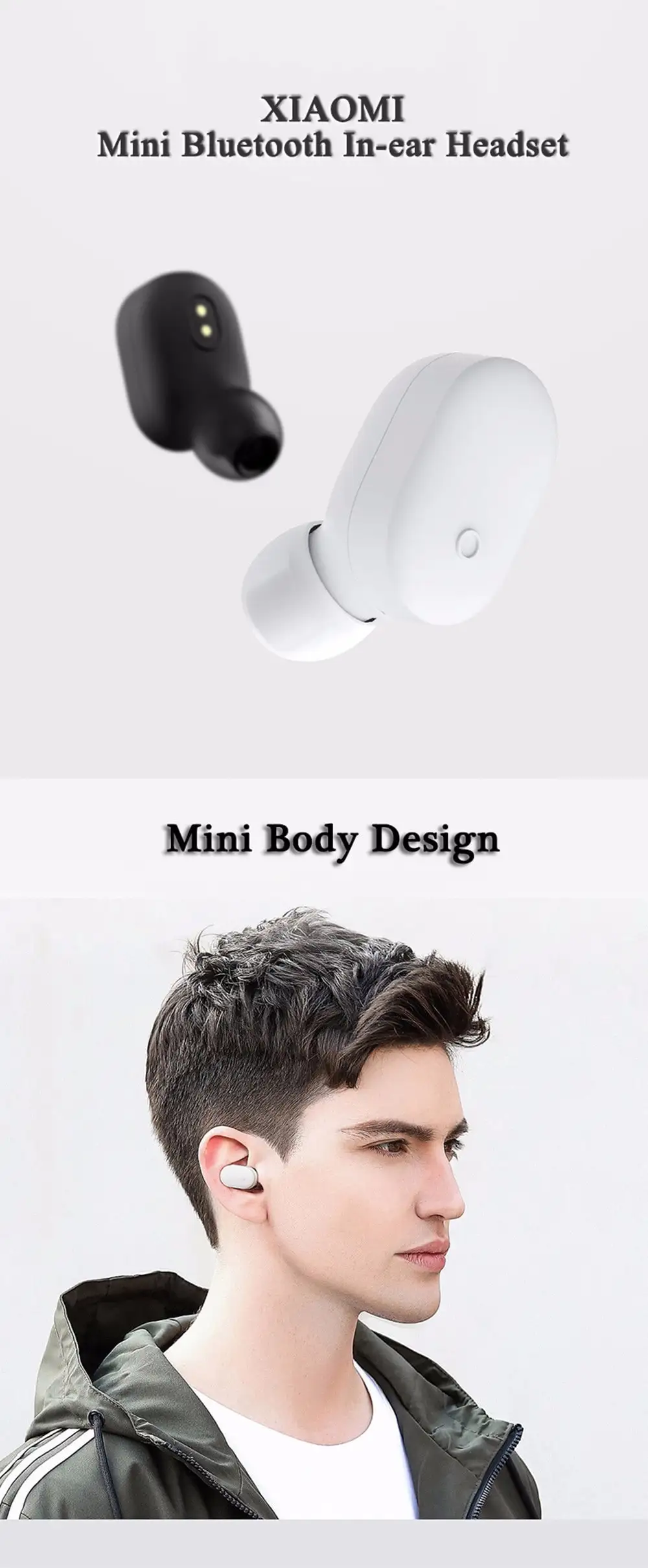 Original Xiaomi LYEJ05LM Mini In-ear Single Bluetooth Earphone Wireless Ultralight IPX4 Waterproof Earbud with Magnetic Charging- Black