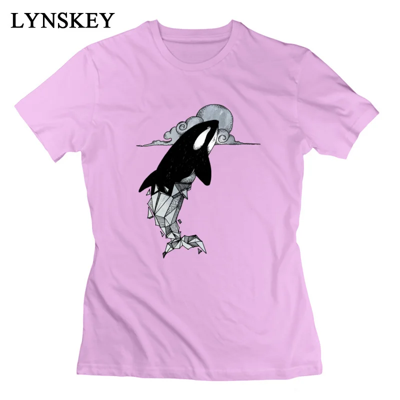 LYNSKEY Orcinus orca geometric O-Neck Women's T-Shirts Summer Autumn Street Tops Shirt Brand 100% Cotton Custom Sweatshirts white