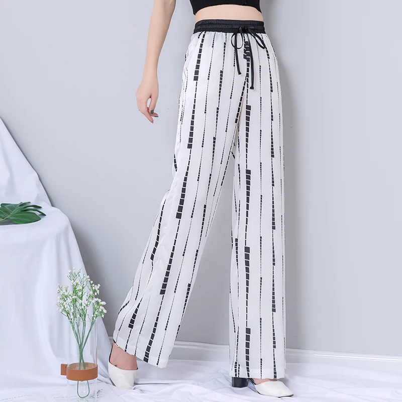 

striped wide leg pants women 2019 new summer lace up palazzo trousers streetwear harajuku gothic plus size wide trousers women