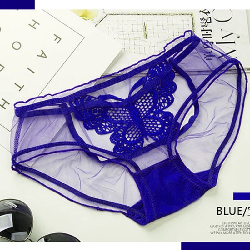 Women Mesh Hipster Lingerie Seamless Butterfly Embroidery Briefs Panty