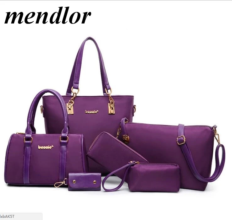 6 Pcs / Set Fashion Women Composite Bags PU Leather Diamond lattice