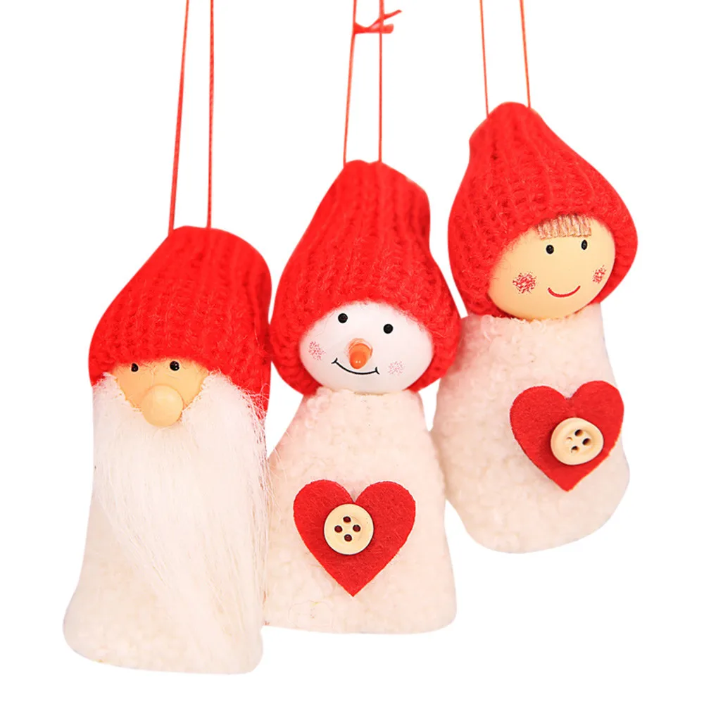 Рождественская креативная маленькая подвесная кукла из белой сосны, 3 пирога, Рождественская мини-кукольная подвеска