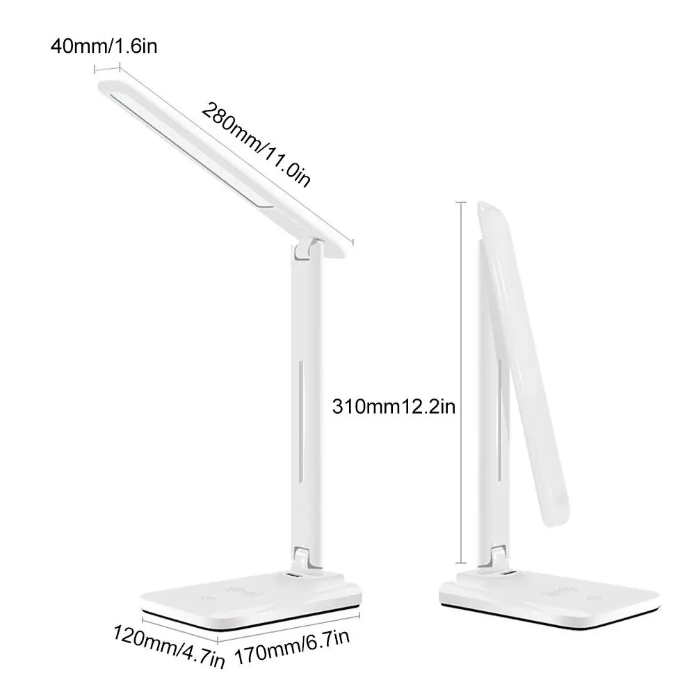 LED desk lamp with QI wireless charging desk lamp USB adjustable output port flexible modern office light dimming