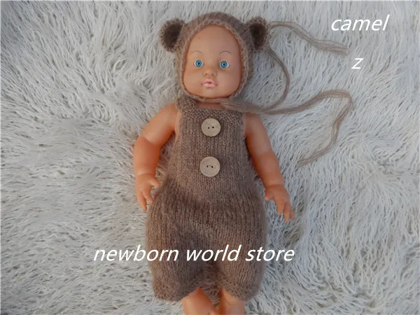 Реквизит для фотосъемки новорожденных мохеровая шапка с медведем и мохеровые брюки - Цвет: Z
