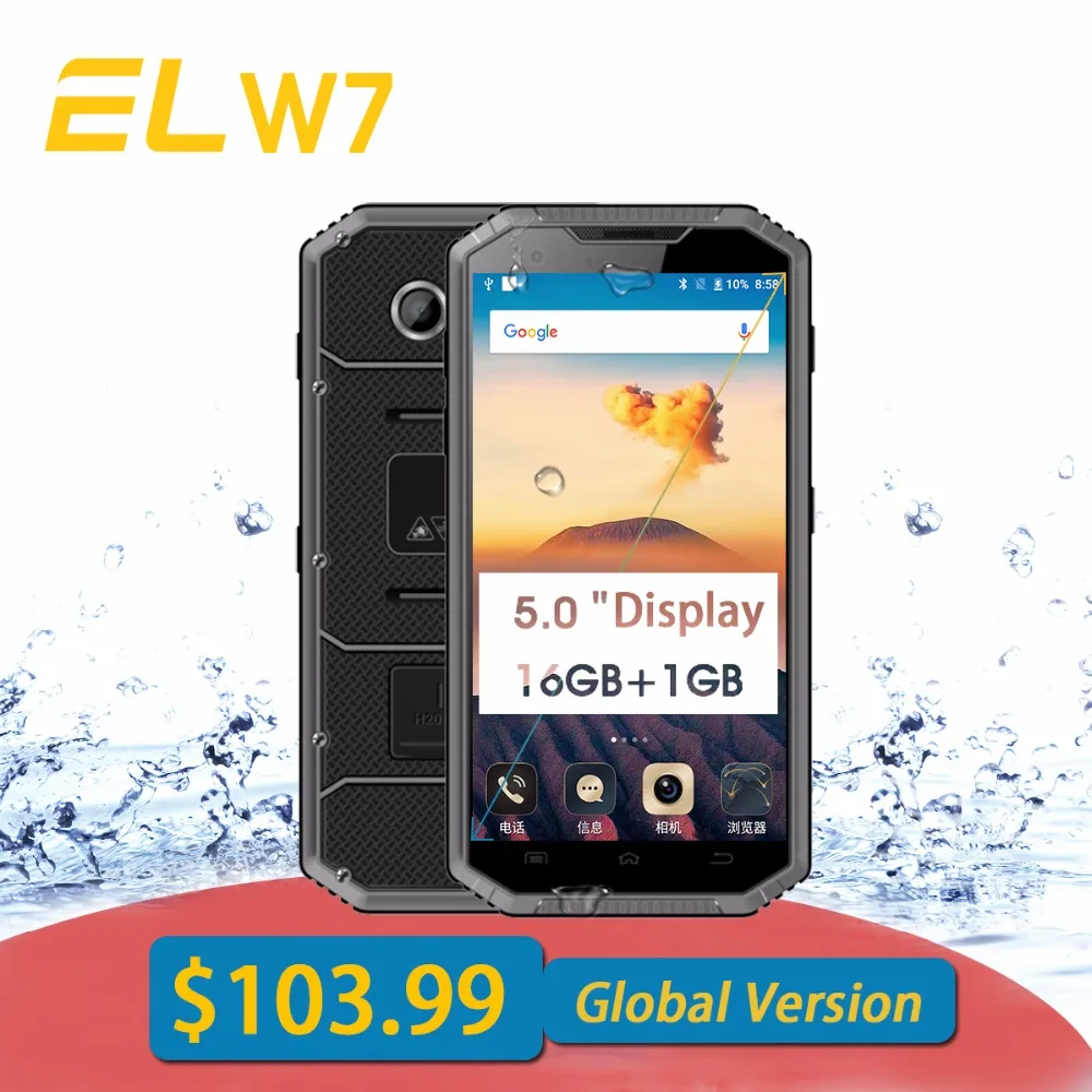 E L W7 IP68 Rugged Mobile Phone Waterproof Shockproof Phone 5 0 Inch HD IPS MTK6735