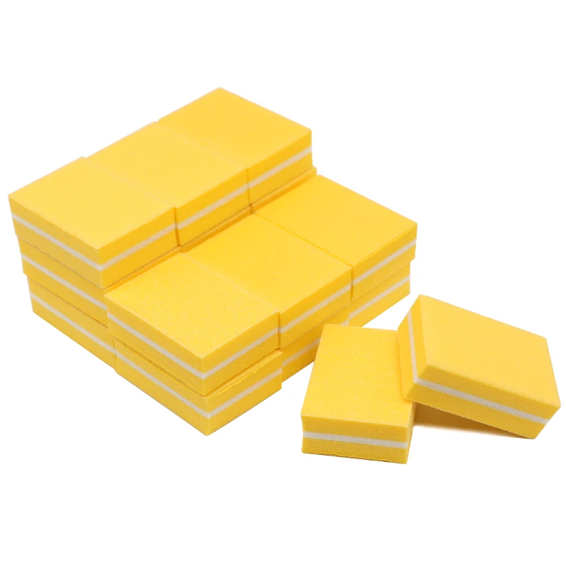 

50pcs Mini Pro Nail File Manicure Sanding NailFiles Buffer Block Sponge Yellow Nail Shaper Polisher Tools pilniczek do paznokci