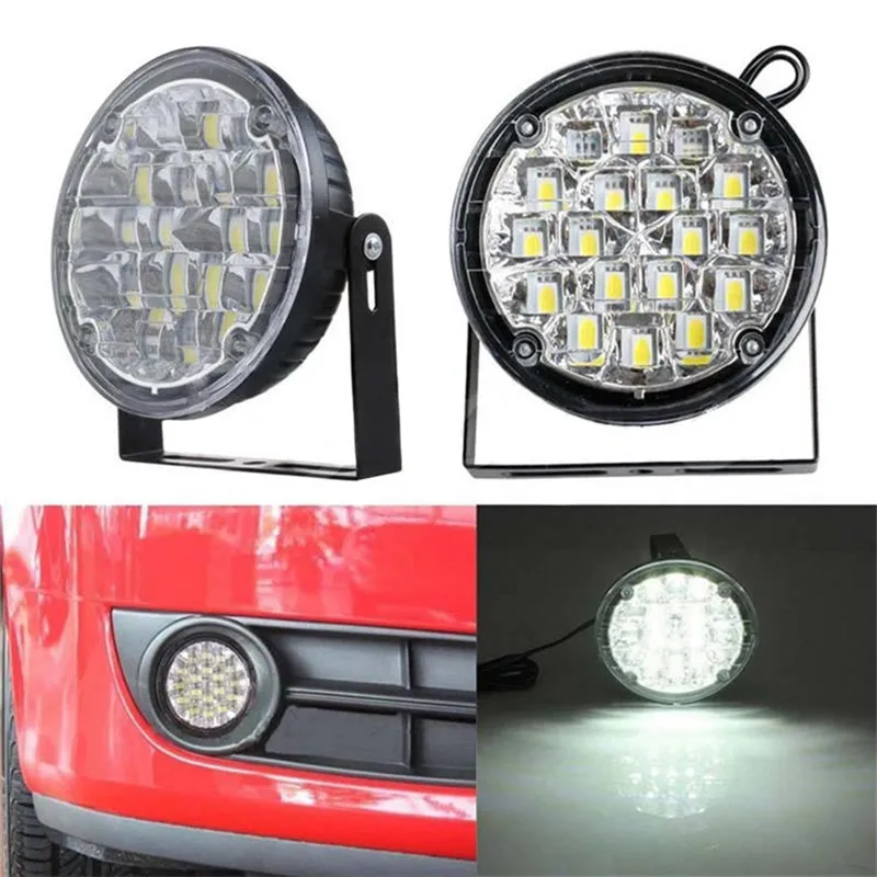 

DRL Car Daytime Running Lights Fog Lamp 12V LED Car Styling Round Warning Fog Light Driving Light super bright led drl Bulb
