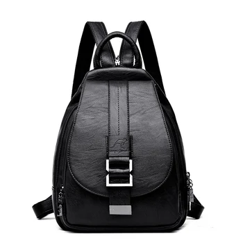

2019 WoMen Leather Backpacks Vintage Female Shoulder Bag Sac a Dos Travel Ladies Bagpack Mochilas School Bags For Girls Preppy