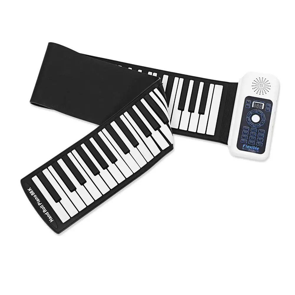 Portable 88 Keys Roll Up Piano Thicken Flexible Silicone Digital Electronic Keyboard Folding Roll Up Piano Musical Instrument