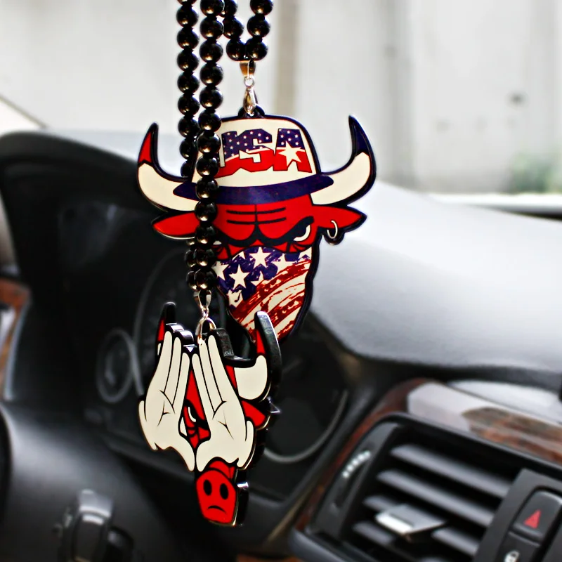 

Car Pendant Acrylic Fashion Raging Bull Gesture JDM Automobile Rear View Mirror Charms Trim Hanging Suspension Ornaments Gift