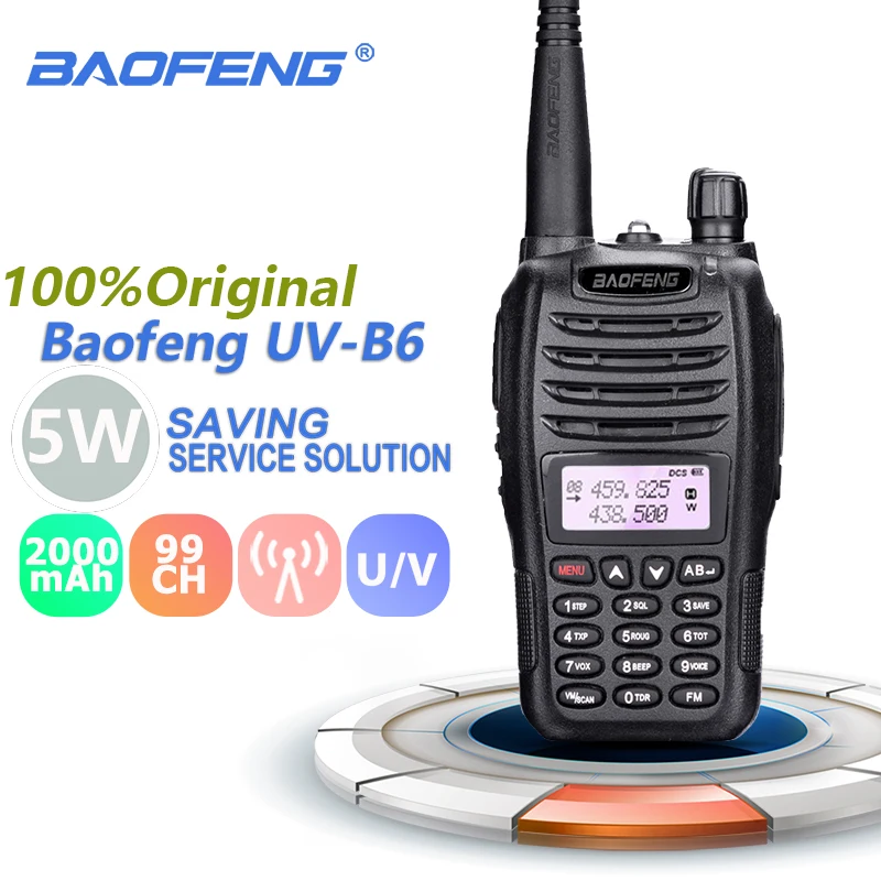 

Baofeng UV-B6 Walkie Talkie 5w 2000mAh Long Standby Two Way Radio Scanner UV B6 Ham Radio Amador Walky Talky Professional 10 KM