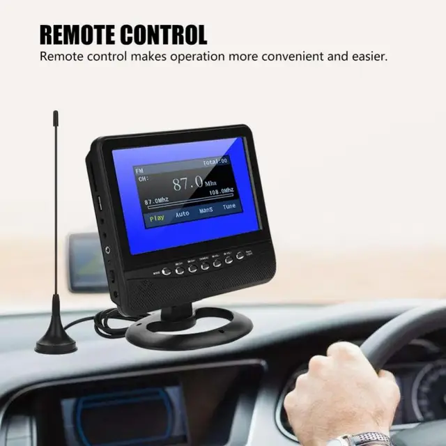 7″ HD Car Analog Televison Portable TFT LCD Analog TV Support FM Radio SD Card USB ATV for MP3/MP4/JPEG/DIVX/AVI/MPG/VOB US Plug
