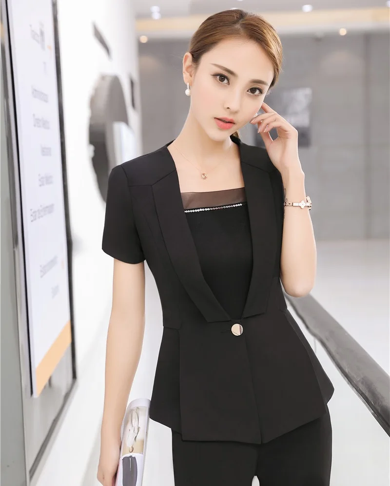 Fashion Ladies Black Blazer Women Summer Jackets Short