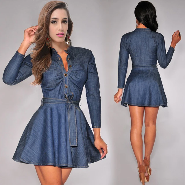 empire waist denim dress