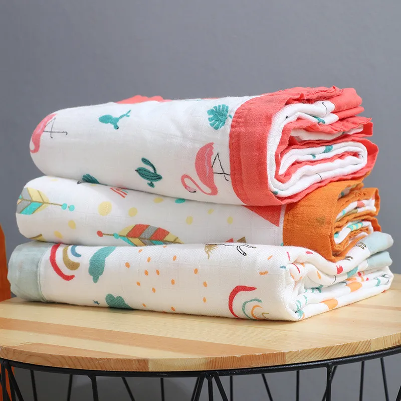 

Bamboo Fiber Cotton Kid Muslin Swaddle for Children Bedding Sheet for Kids Bath Towel 4 Layers Kid Blanket