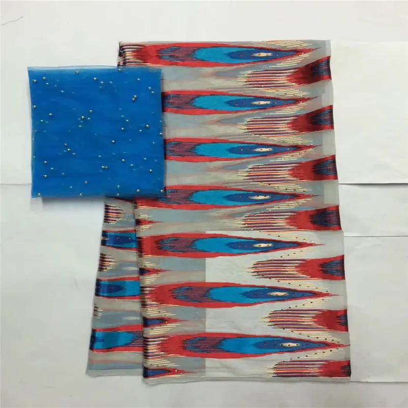 

Hot selling satin silk fabric 5+2 yards/lot colorfast Nigrian design African wax pattern satin silk fabric for clothing LXE03081