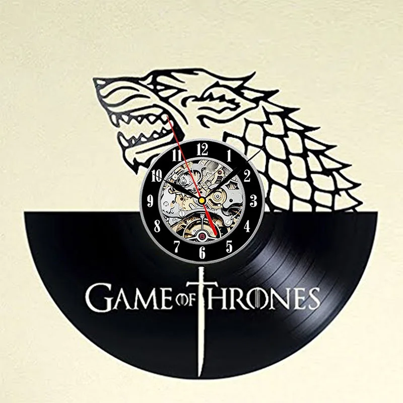

LED Record Wall Clock Winter is Coming Vinyl Record Clock Game of Thrones Hanging Wall Clock Birthday Gift Home Decor