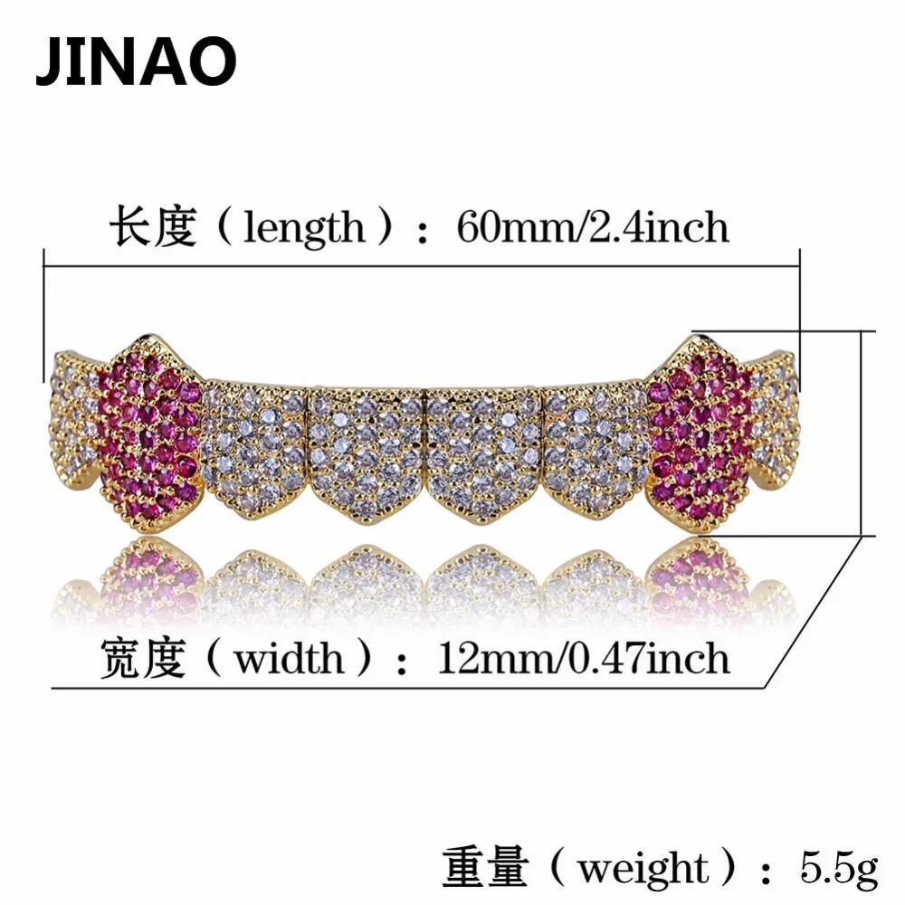 JINAO в стиле «хип-хоп» льдом Зубы вампира grillz Gold посеребренный Micro Pave CZ камни только нижние рта грили holleween подарок Для мужчин