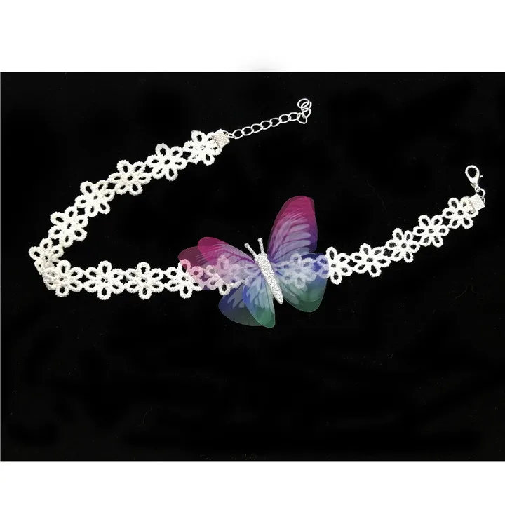 12 10pcs Colorful Butterfly For Wedding Gifts For Guests Lace Choker Necklace Double-Layer Tulle Butterfly Wedding Bridesmaid Decor