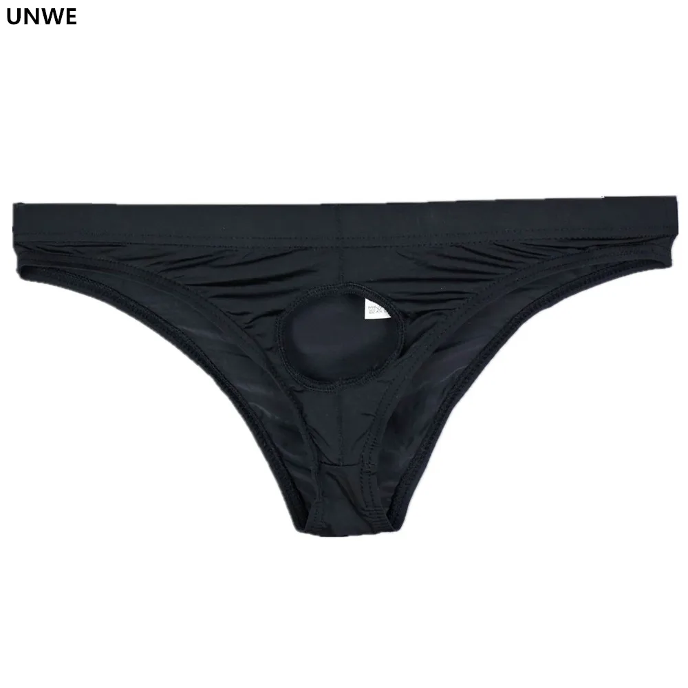 

UNWE Sexy Men Hole Underwear Open Front Pouch Ultra-thin Comfortable Silky Male Underpants Sexy Underwear Men Erotic Gay Wear