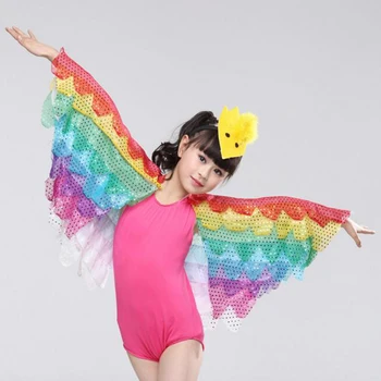 

Girls Bird dance wear Suits Costumes Wing Kids Sequined Stage wear Dance Halloween animal Costume Fancy Dress Ballroom Outfits