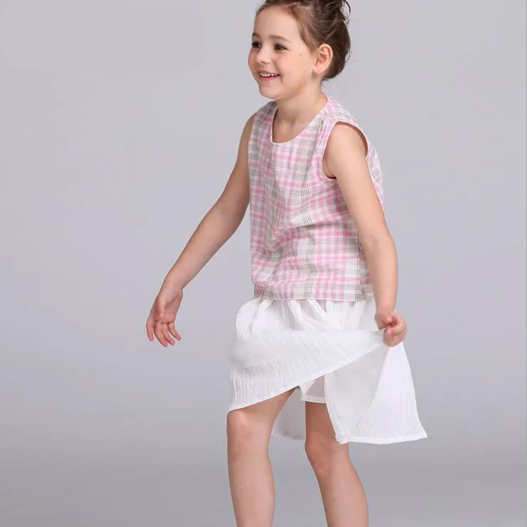Плиссированная юбка для девочек; Новинка года; летняя длинная юбка; одежда для детей; детская одежда в пляжном стиле; цвет серый, белый