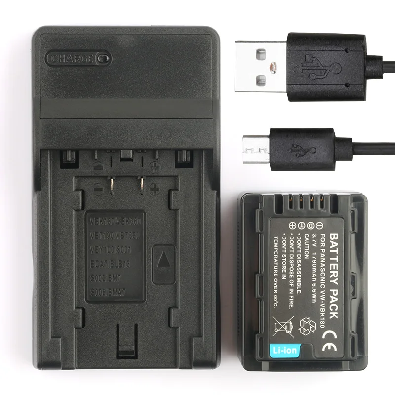 LANFULANG VW VBK180 Battery And battery Charger for Panasonic HDC TM40