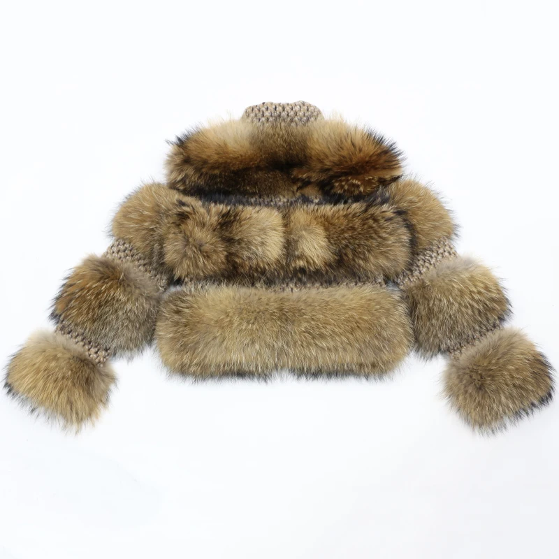 Новая зимняя куртка женская парка пальто из натурального меха енота шерстяное пальто куртка-бомбер Корейская уличная брендовая Роскошная