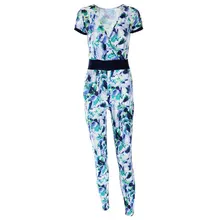 2017 Stylish Ladies Women Sexy Short Sleeve Print Jumpsuit
