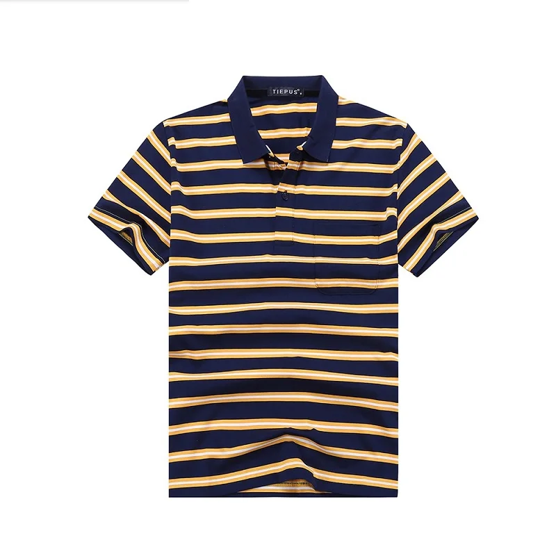 Фирменная новинка футболка-поло Для мужчин летние шорты с длинными рукавами хлопковые рубашки-поло в полоску платье воротник карман Бизнес классическая мужская рубашка-поло 7205