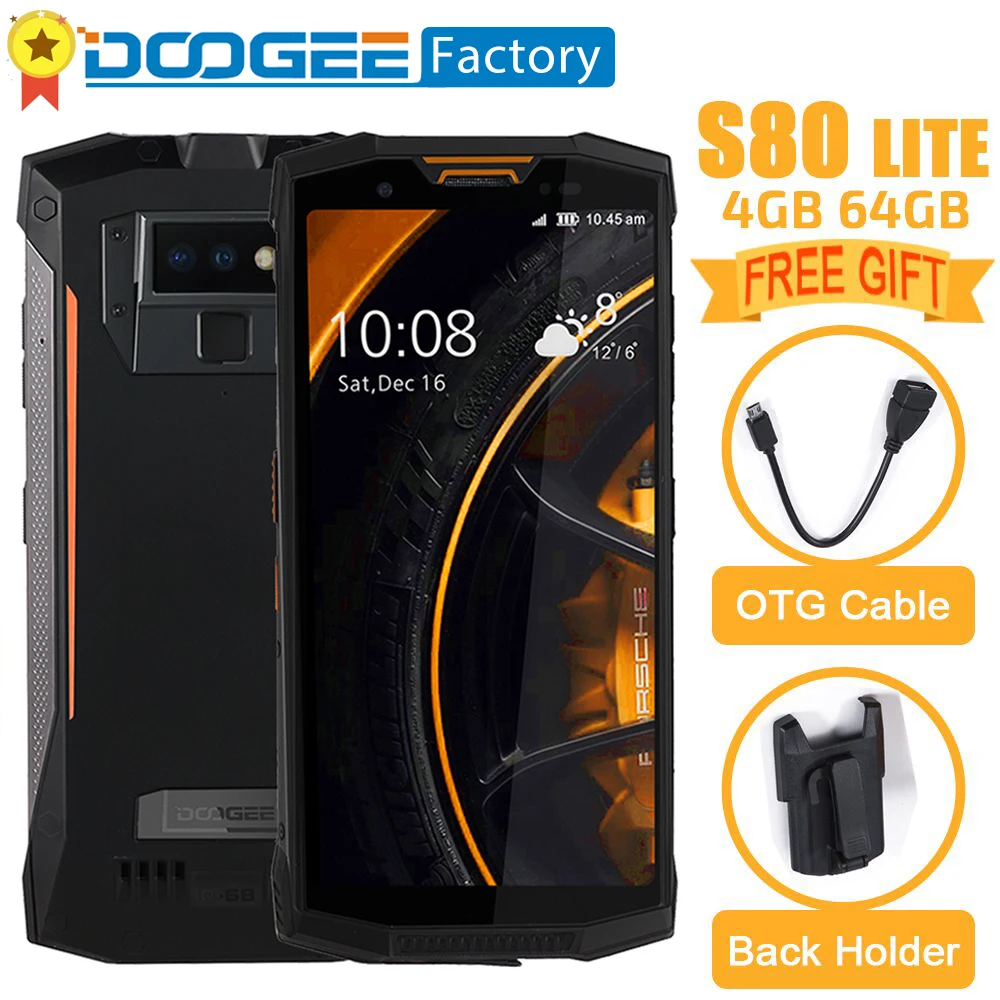 

DOOGEE S80 Lite IP68 waterproof 10080mAh 4G smartphone 5.99" FHD+ 13MP+8.0MP Mobile phone NFC Walkie talkie 4GB+64GB cell phone