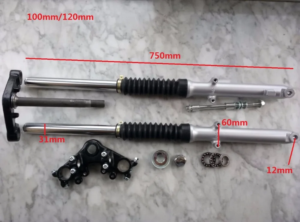 

CG125 WY125 CG100 JIALING JH70 100MM/120MM Front Suspension Motorcycle Shock Absorbers Forks With Crown