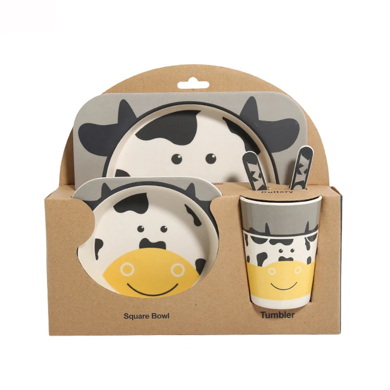 5pcs/set Baby Dish Tableware Children Cartoon Feeding Dishes Kids Natural Bamboo Fiber Dinnerware With Bowl Fork Cup Spoon Plate 5pcs/set Baby Dish Tableware Children Cartoon Feeding Dishes Kids Natural Bamboo Fiber Dinnerware With Bowl Fork Cup Spoon Plate