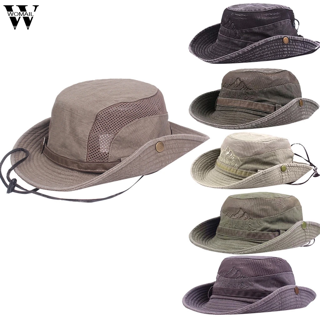 

Womail bucket hat Summer Beach Cotton Hat Windproof Fisherman Cap Fishing Cap Outdoor Brim Sun Hats NEW Fashion 2019 A25