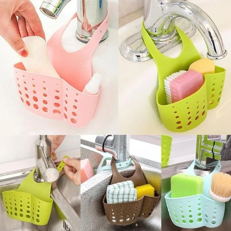 Kitchen Sink Sponge Holder Bathroom Hanging Strainer Organizer Exquisite Rack(Random Color