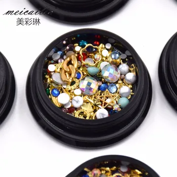 

2 boxes Multi-size Glass Nail Rhinestones For Nails Art Decorations Crystals Strass Charms Partition Alloy Micro Rhinestone Set