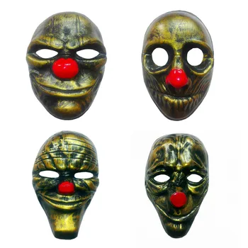 

CS GO Gold 4pcs Payday 2 Masks Dallas/Wolf/Chains/Hoxton cosplay halloween horror clown mask payday masqueradeCarnaval Costume