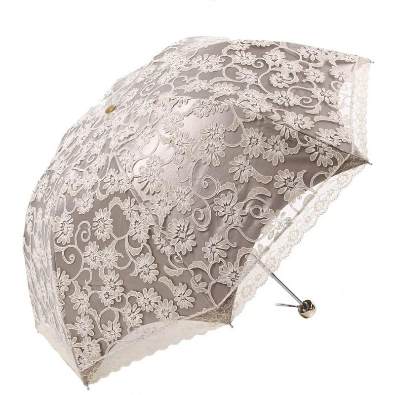 С кружевами для девочек зонтик Анти-УФ Опора зонтики Для женщин солнцезащитный зонтик принцесса кружева WZP189