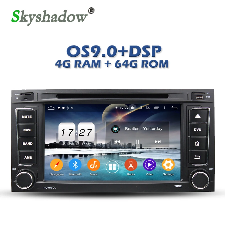 Perfect DSP Car DVD Player GPS map RDS Radio wifi Bluetooth 4.2 TDA7851 Android 9.0 4GB + 64GB 8Core For VW TOUAREG MULTIVAN 2002-2012 3