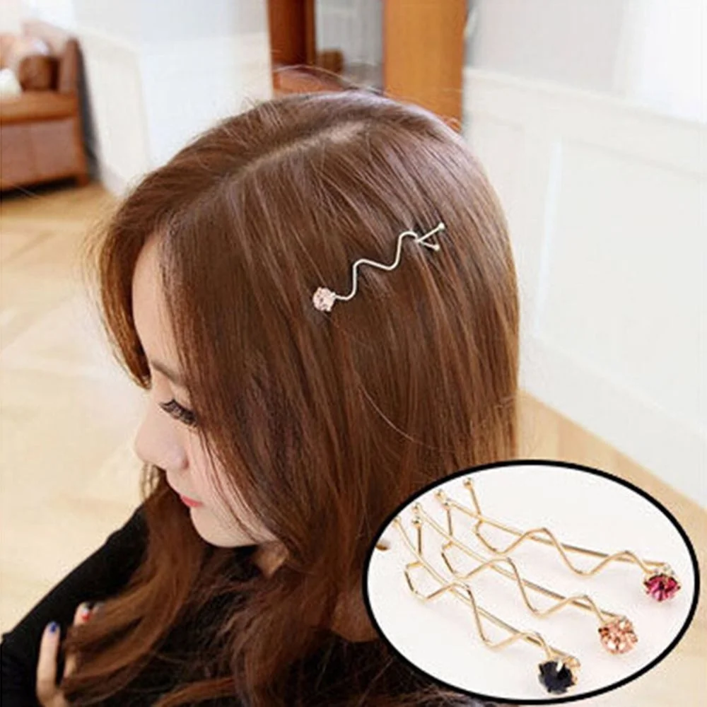 Fashion 2PCS Korean Sticks Clips Barrette Wave Hair Clips